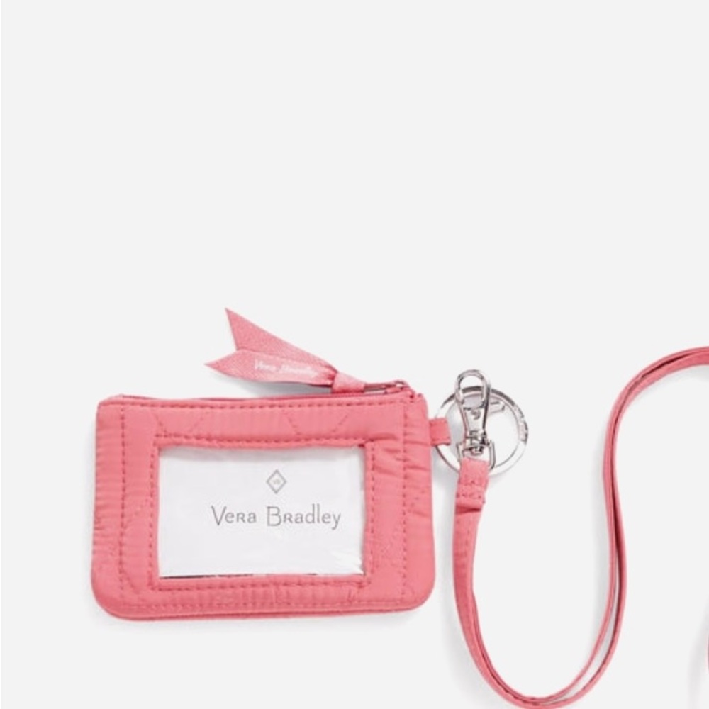 Last one! Brand New Vera Bradley Pink Strawberry Ice Ultralight Zip ID & Lanyard